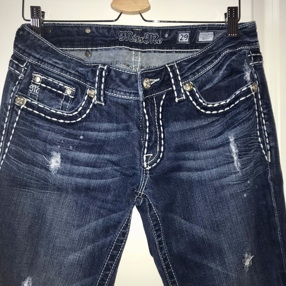 Miss Me Distressed Button Pocket Bootcut Jeans - Picture 2 of 6